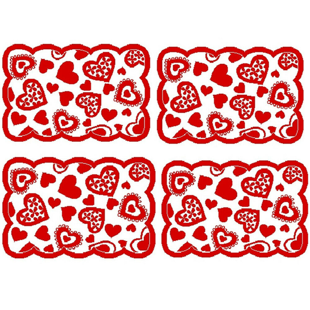 Table Runner Red Heart Printed Lacework Table Cloth Wedding Party Valentines Day