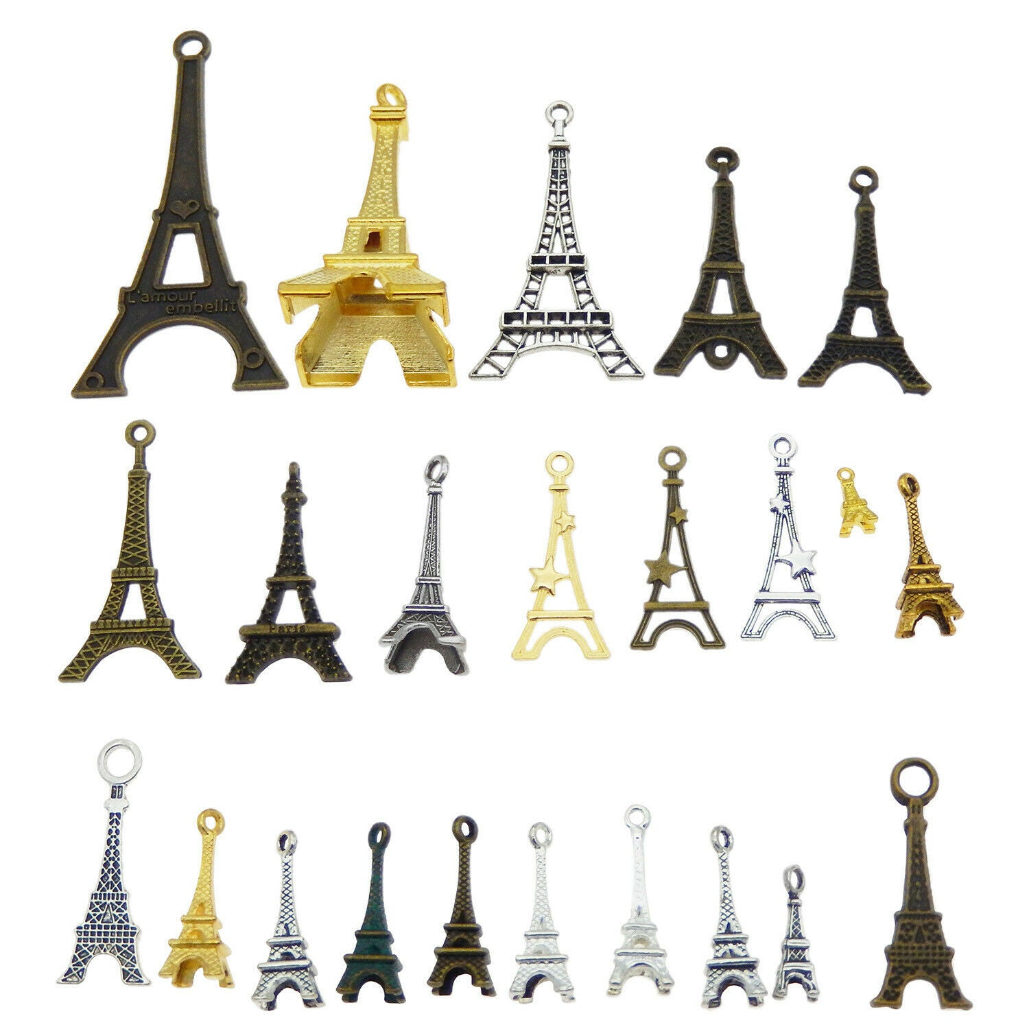 20 Mix Metal Alloy Eiffel Tower Charm Pendant DIY Jewelry Making Findings 1-5cm