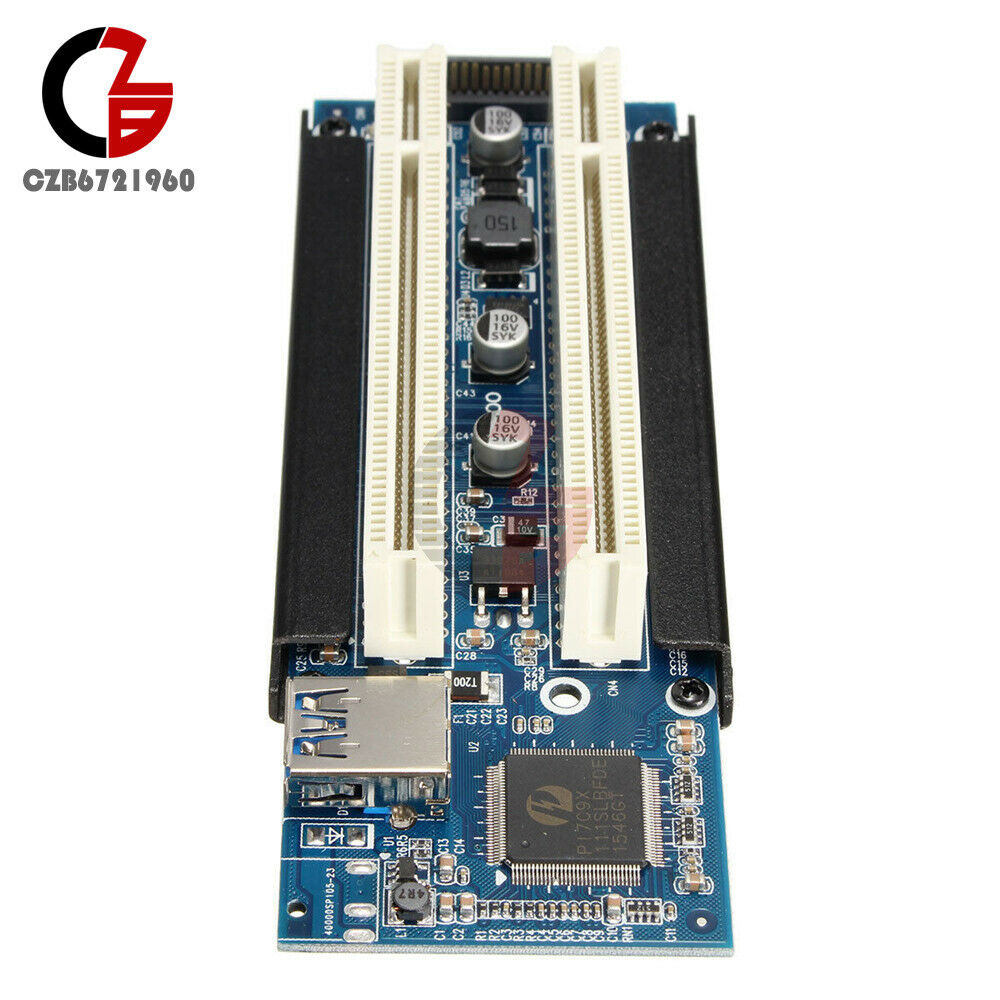2 Sets USB 3.0 PCI-E Express X1 to Dual PCI Riser Card Slot Expansion Adapter
