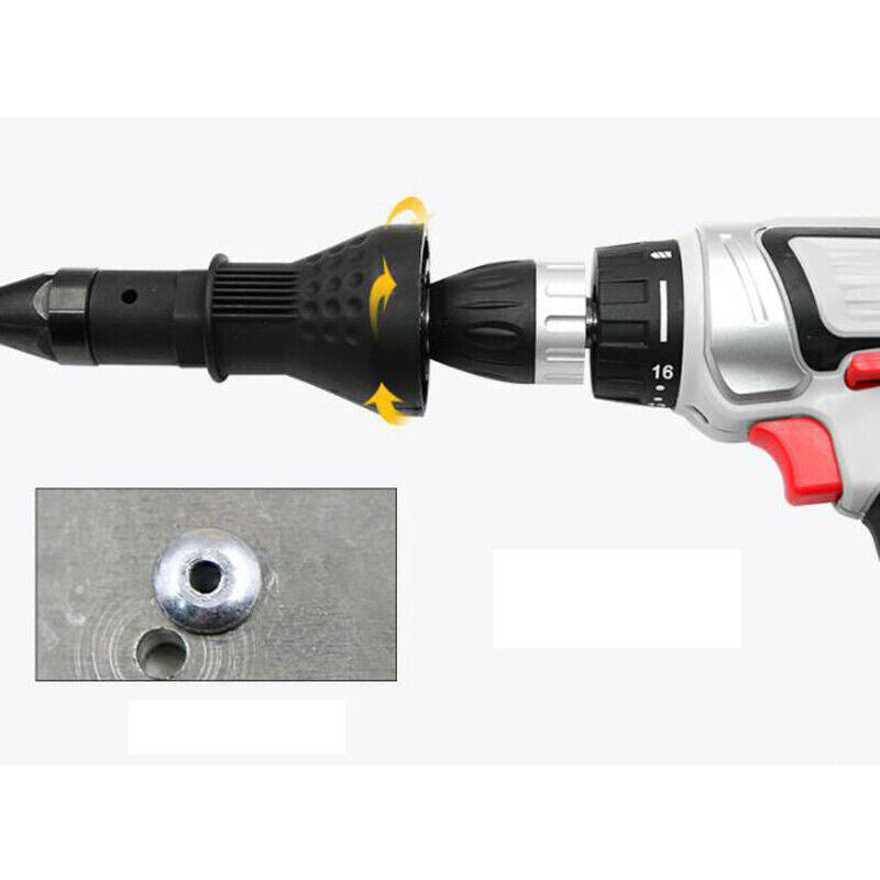 Rivet Gun Adaptor Cordless Drill Electric Nut Riveting Riveter Insert Tool Solid
