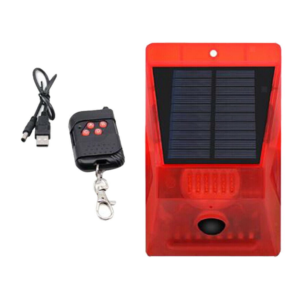 Solar Sound Alarm Light 8-LED 129db IP65 Alarm System for Farm Villa Garden