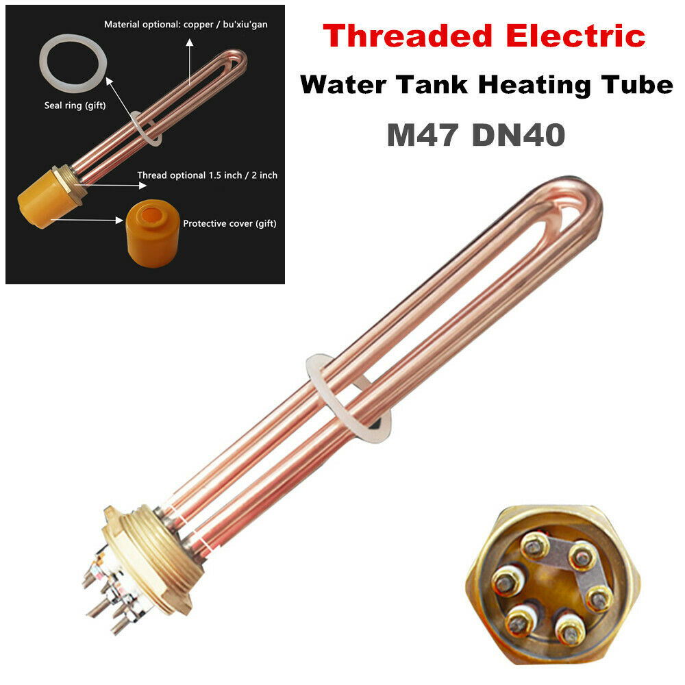 Threaded Electric Water Tank Heating Tube Copper M47 DN40 Heated Pipe 220V 9KW