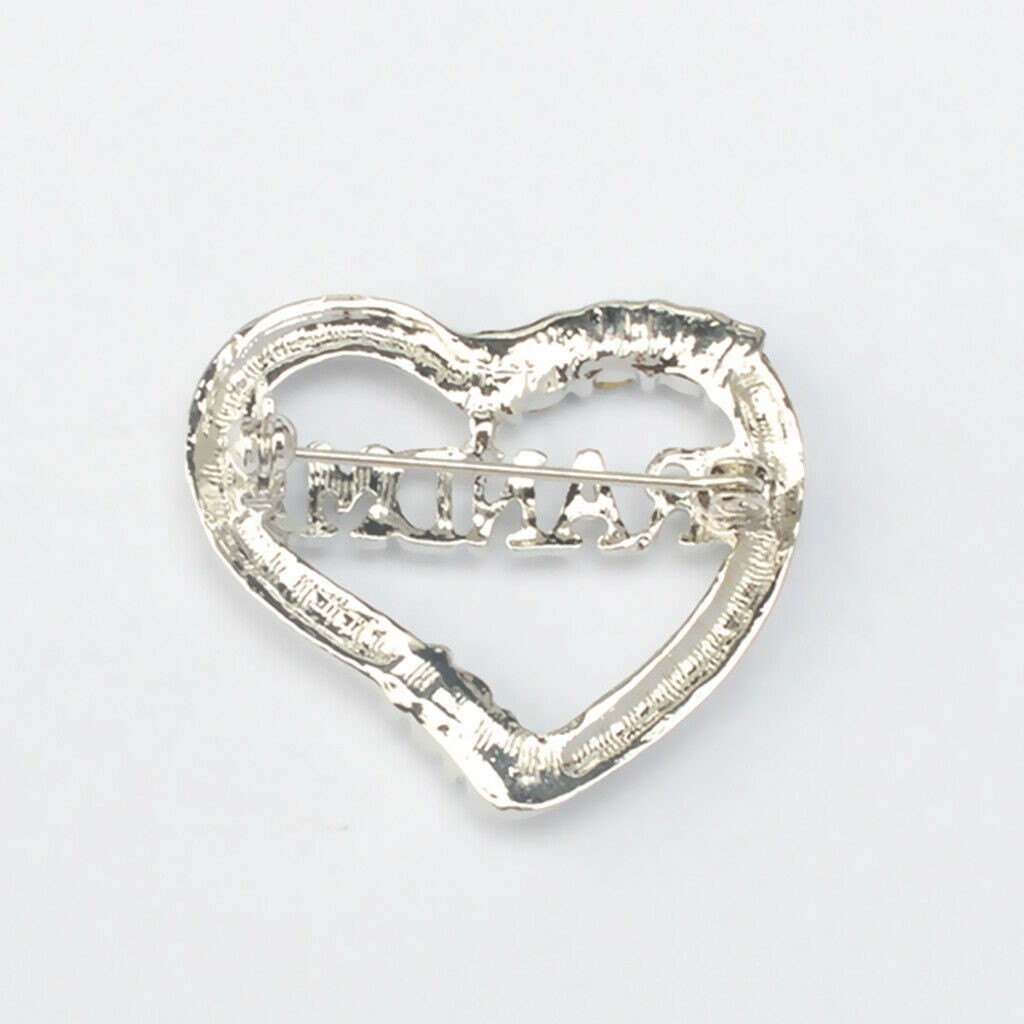 Love Heart Crystal Brooch Pin Mother's Day Birthday Gift for MOM GRANDMA