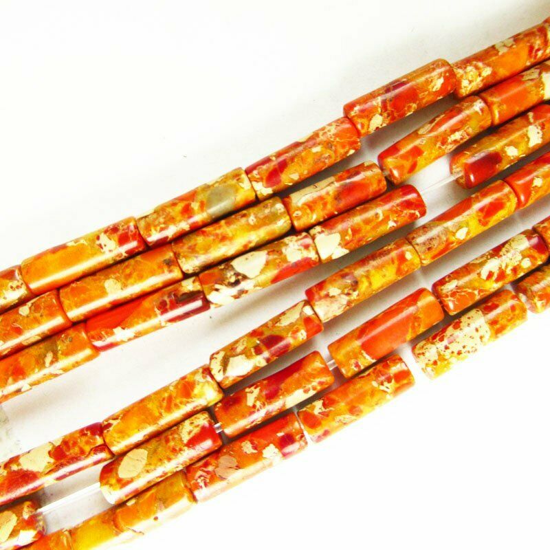 Orange Manmade Sea Sediment Jasper Column Loose Bead 15.5 inch 13x4mm 558DHS