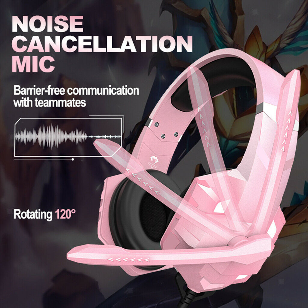 Gaming Headset with Noise Isolation Mic Volume Control for Xbox One Pink