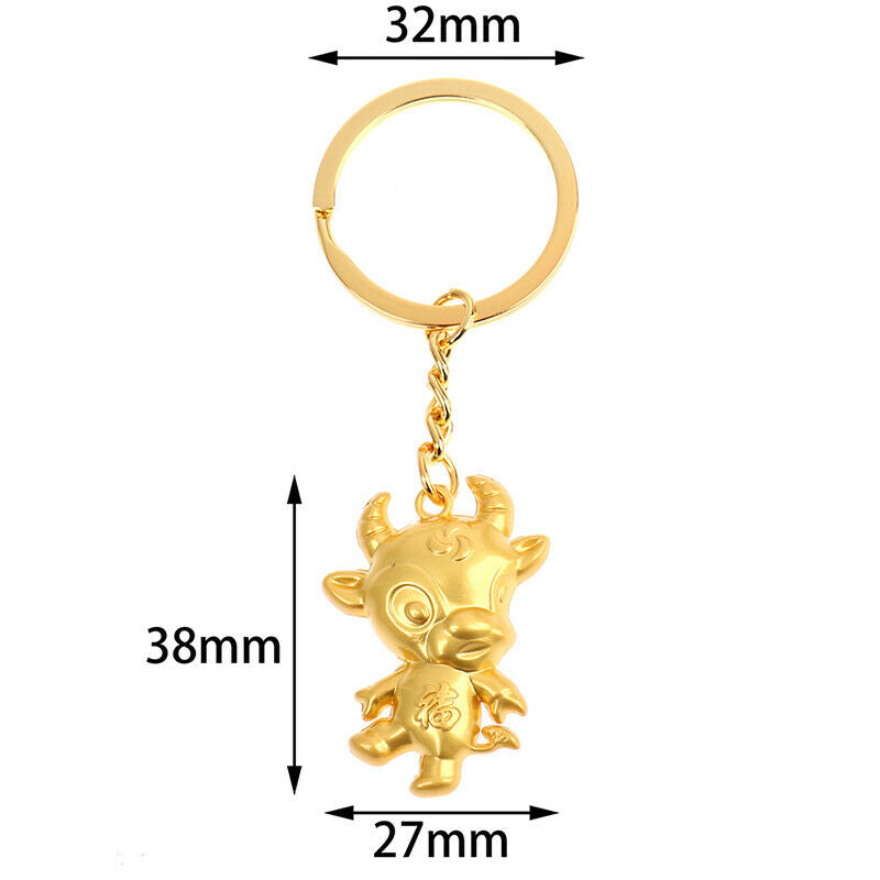 1PC Ox Year Lucky Key Ring Pendant Lucky Bull Keychain Gift Pendant SouvenirBDA
