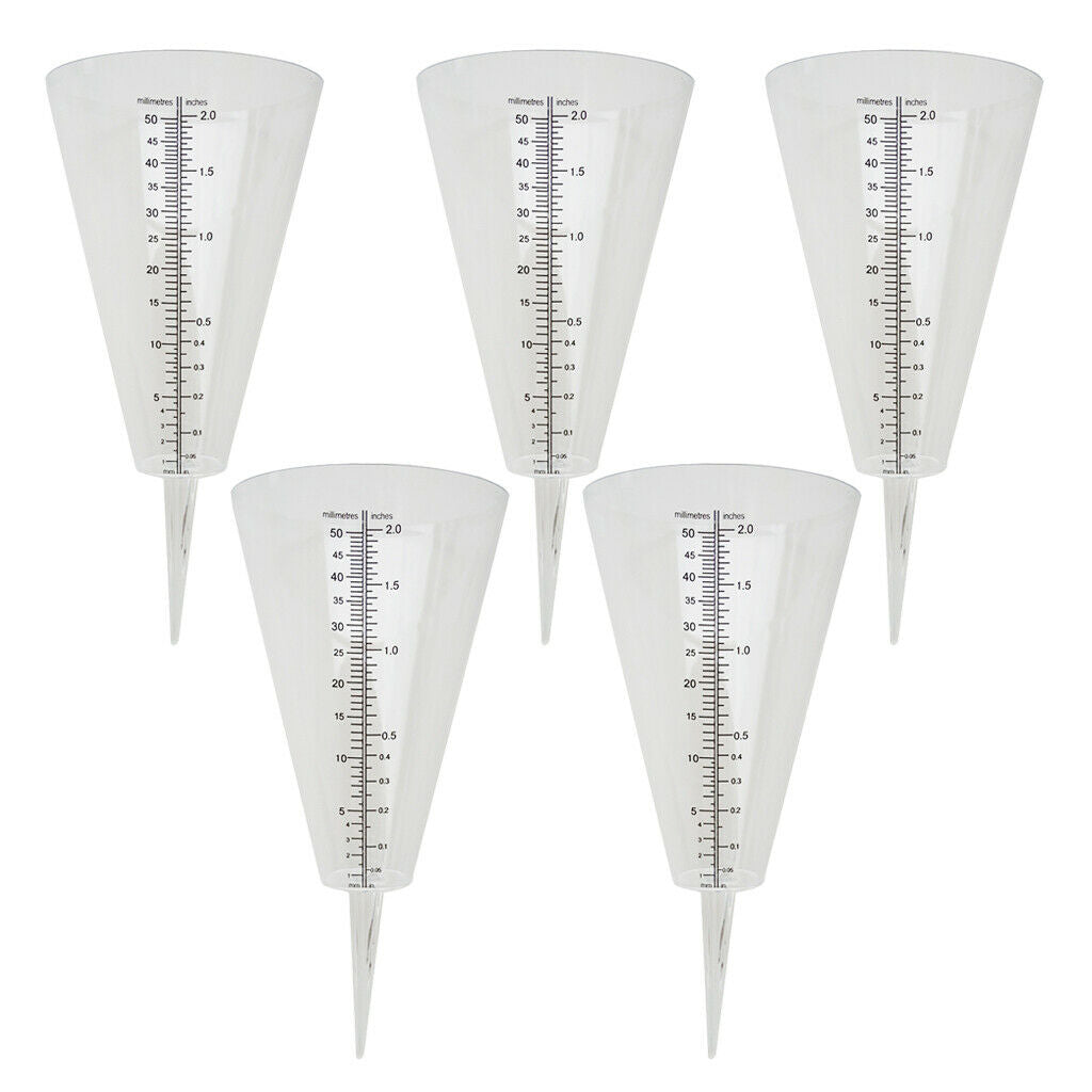 5 Pieces Plastic Rain Gauge with Stakes for Home Outdoor