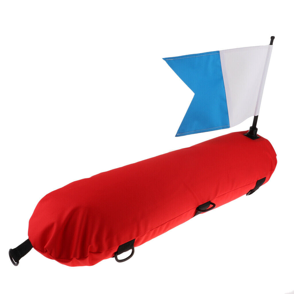 High Visibility Diver Down Signal Float Red & Dive Flag Blue, Torpedo Buoy /