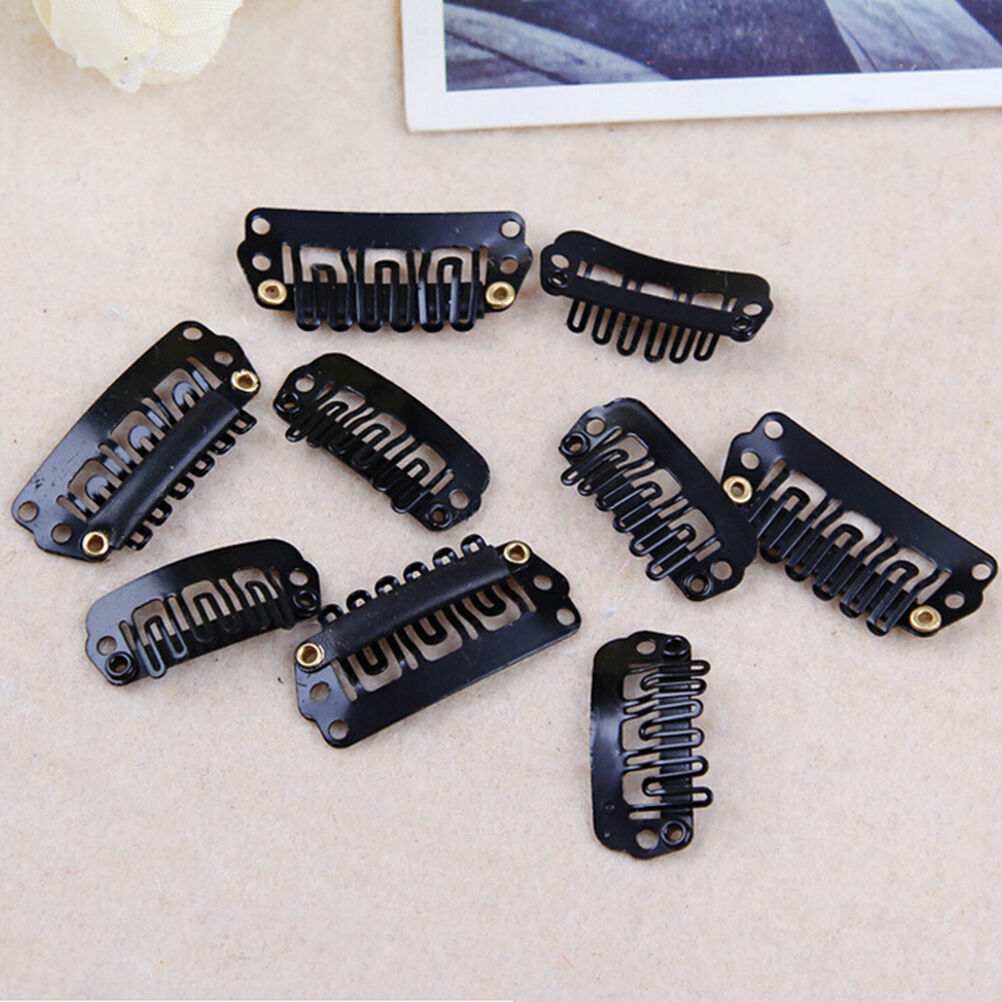 50X28mm Black U Shape Snap Metal Clips For Hair Extensions Weft Clip-on W.l8