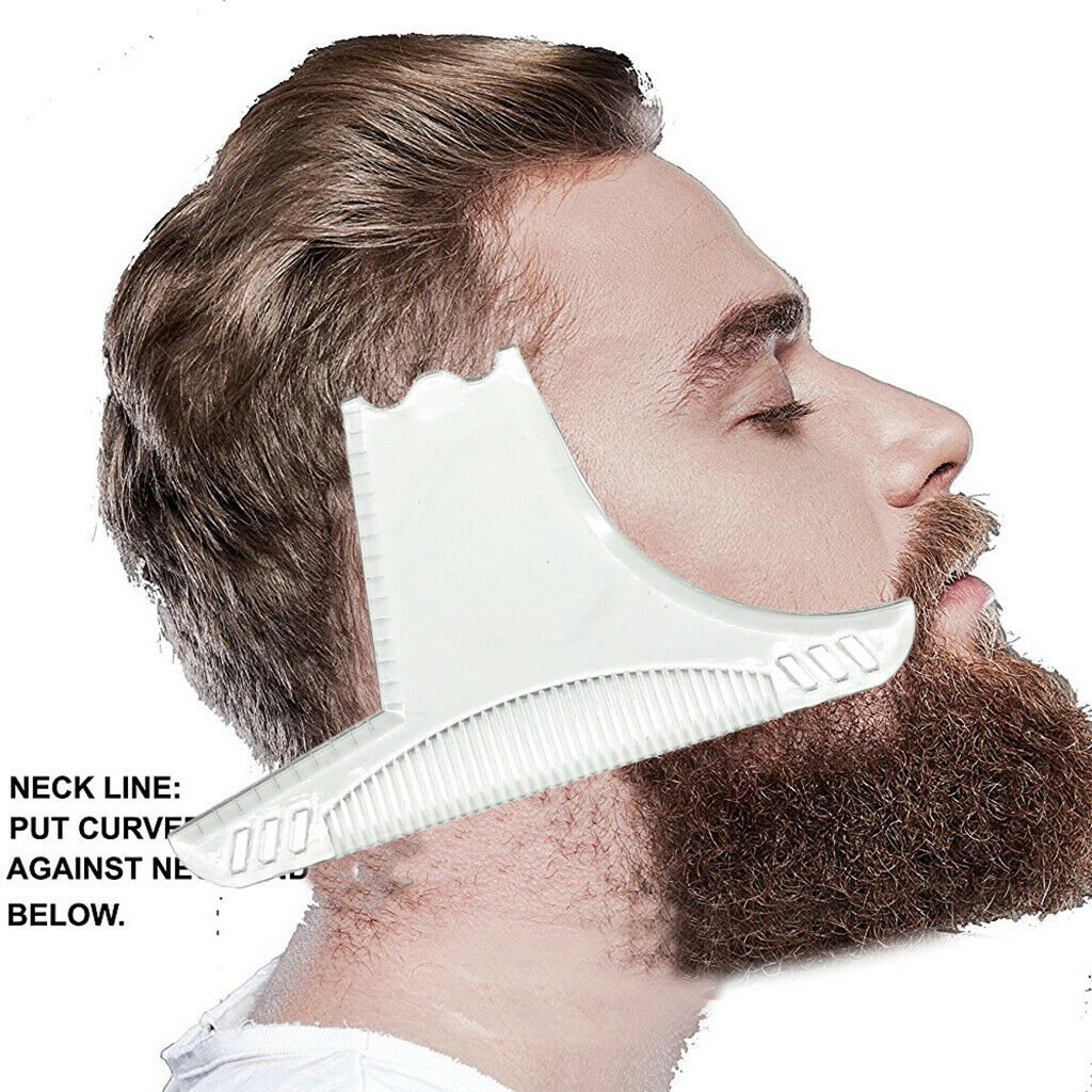 Beard Shaping Template w/Inbuilt Comb Shaving Tool Men's Beard Combs Clear