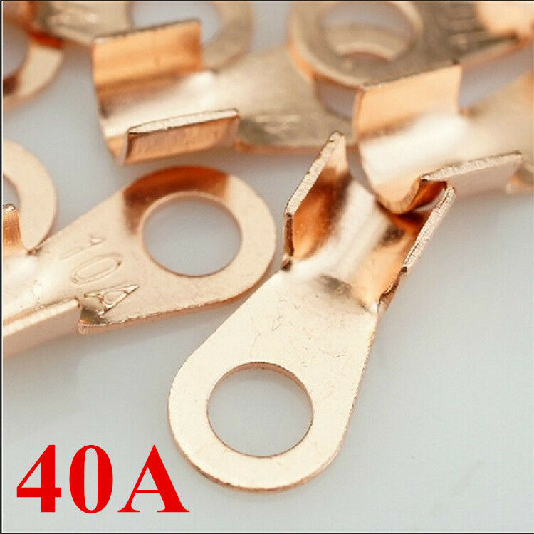 Car Copper Battery Cable Terminal Lugs Terminal End Kit Upto 40A Wire 10pc