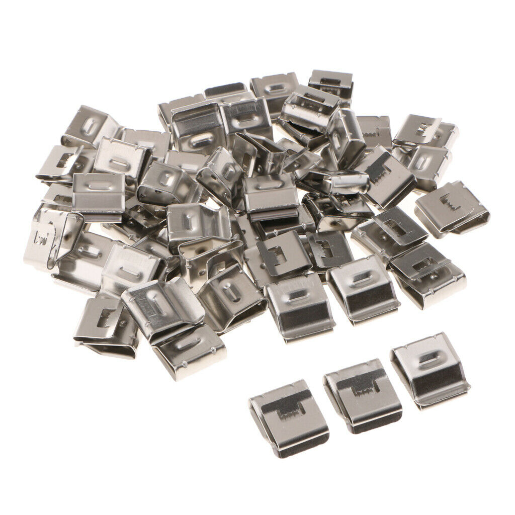 100Pcs Classic PV Type Stainless Steel Wire Clips, Solar Cable Fastener Clips