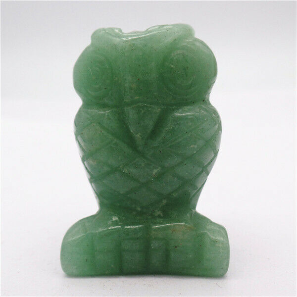 46x30x21mm Natural Green Aventurine Carved Owl Decoration Statue Decor HH7925