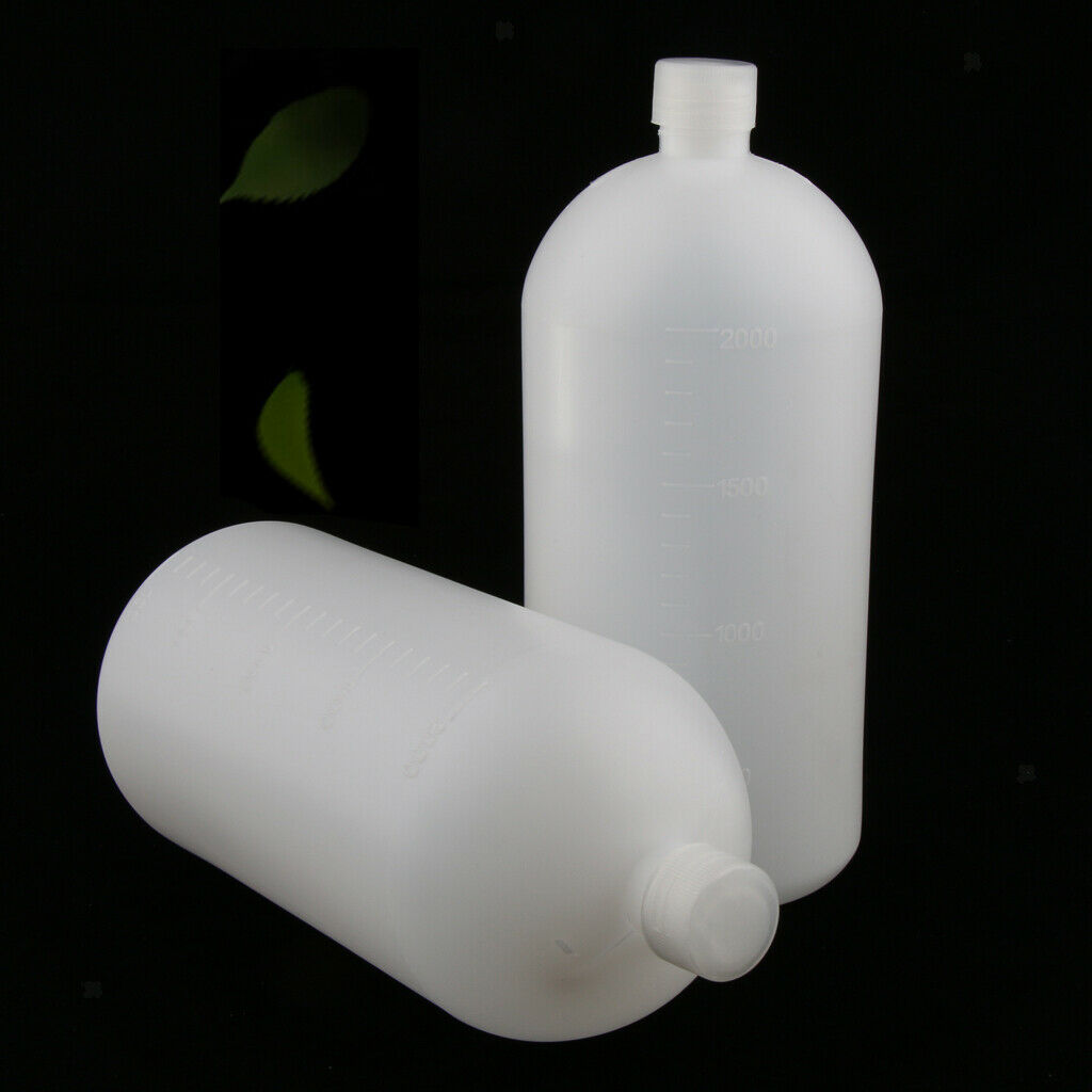 2Pcs 2000ml Plastic Lab Reagent Bottle Narrow Mouth Sample Sealling Bottle