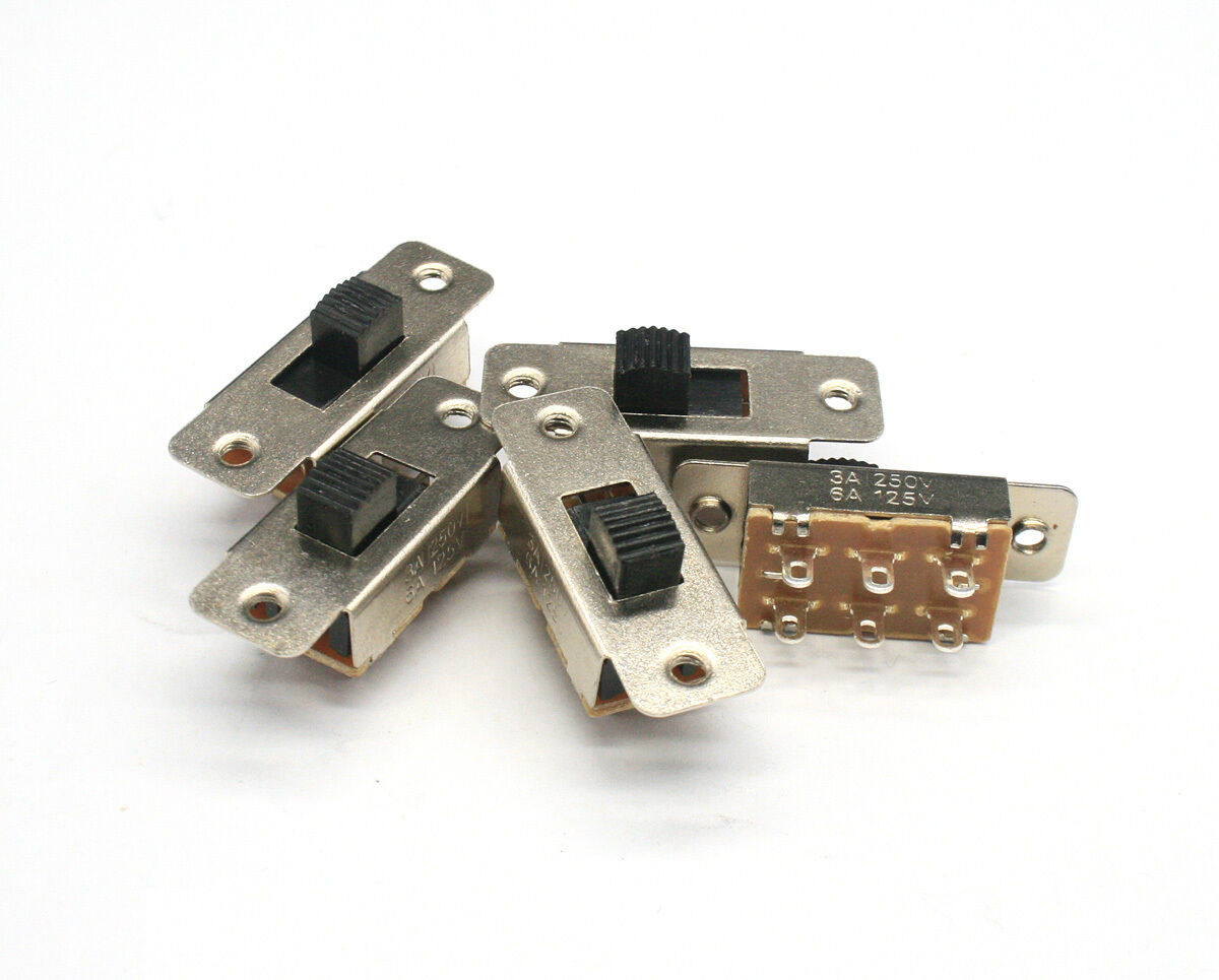 SS-23F19G5 6 Pin DPDT Solder Pin AC Slide Switch On-Off-On 3A250V/6A125V QTY:5