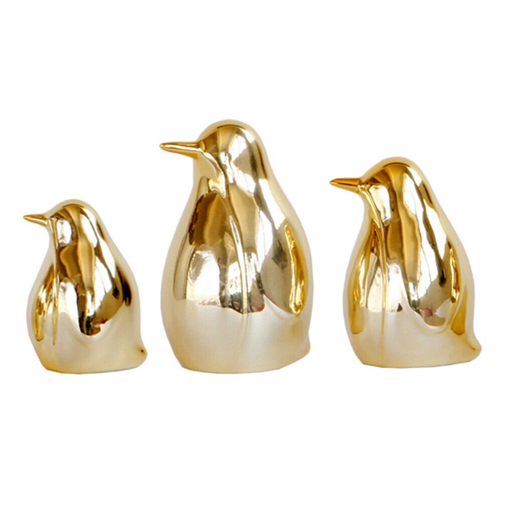 2x Golden Bird Statue Desktop Display Bedroom Home Decor Ornament Gift S+L