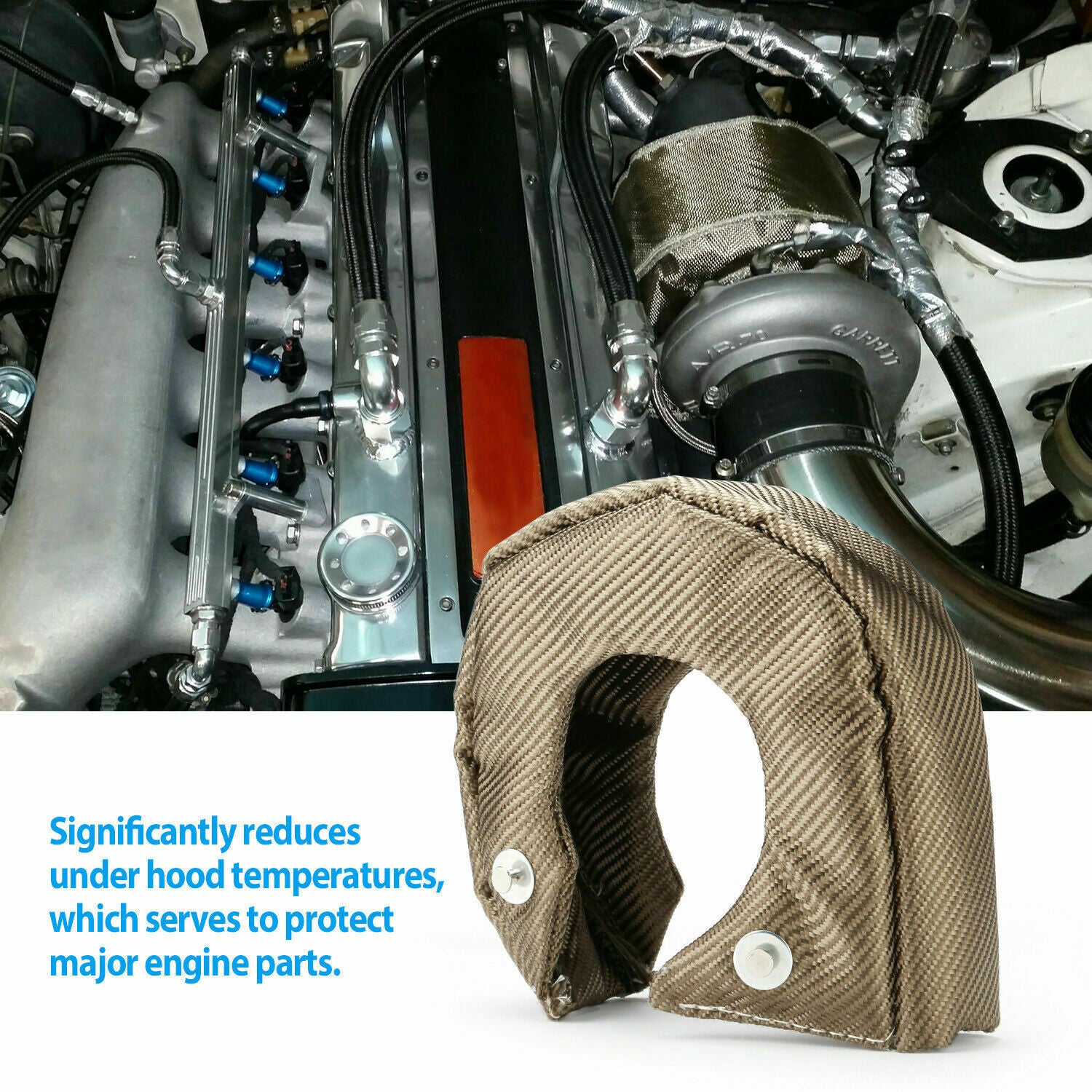 New Titanium T3 Fiber Turbo Blanket Heat Shield Barrier Turbocharger Cover Wrap