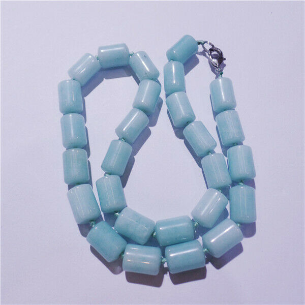 1 Strand 13x10mm Light Blue Malay Jade Cylinder Beads Handmade Necklace HH9262