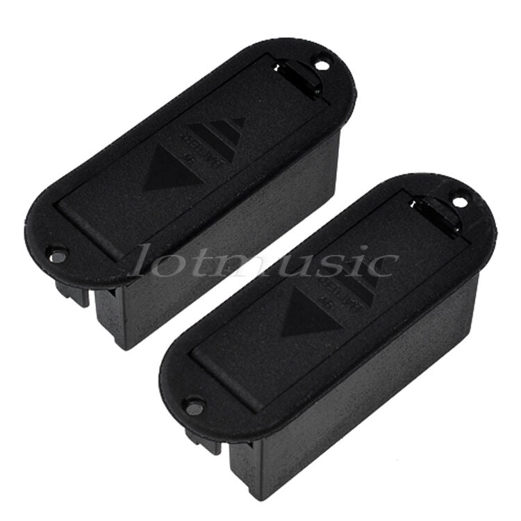 2 Pcs Active Guitar Bass Pickup 9V Battery Holder Case Box