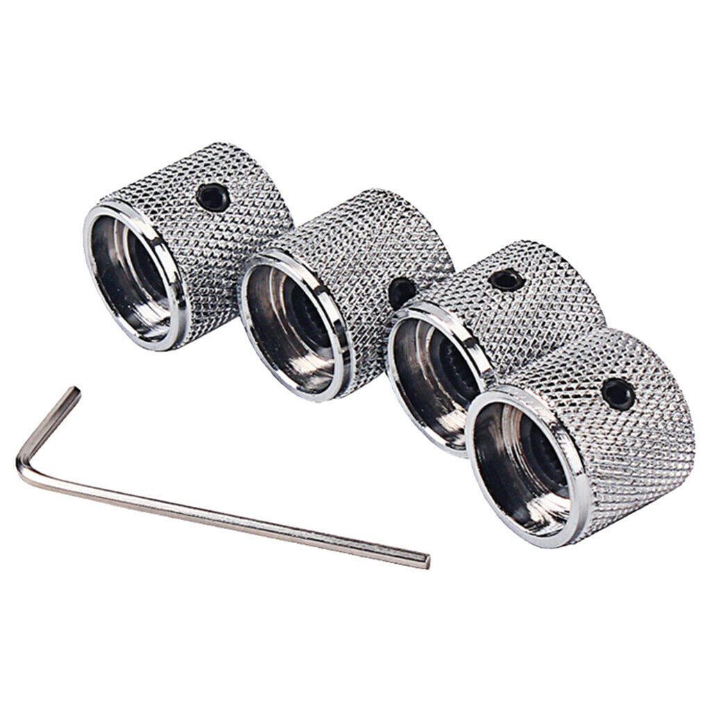 4 Pcs Chrome Electric Guitar Dome Knobs