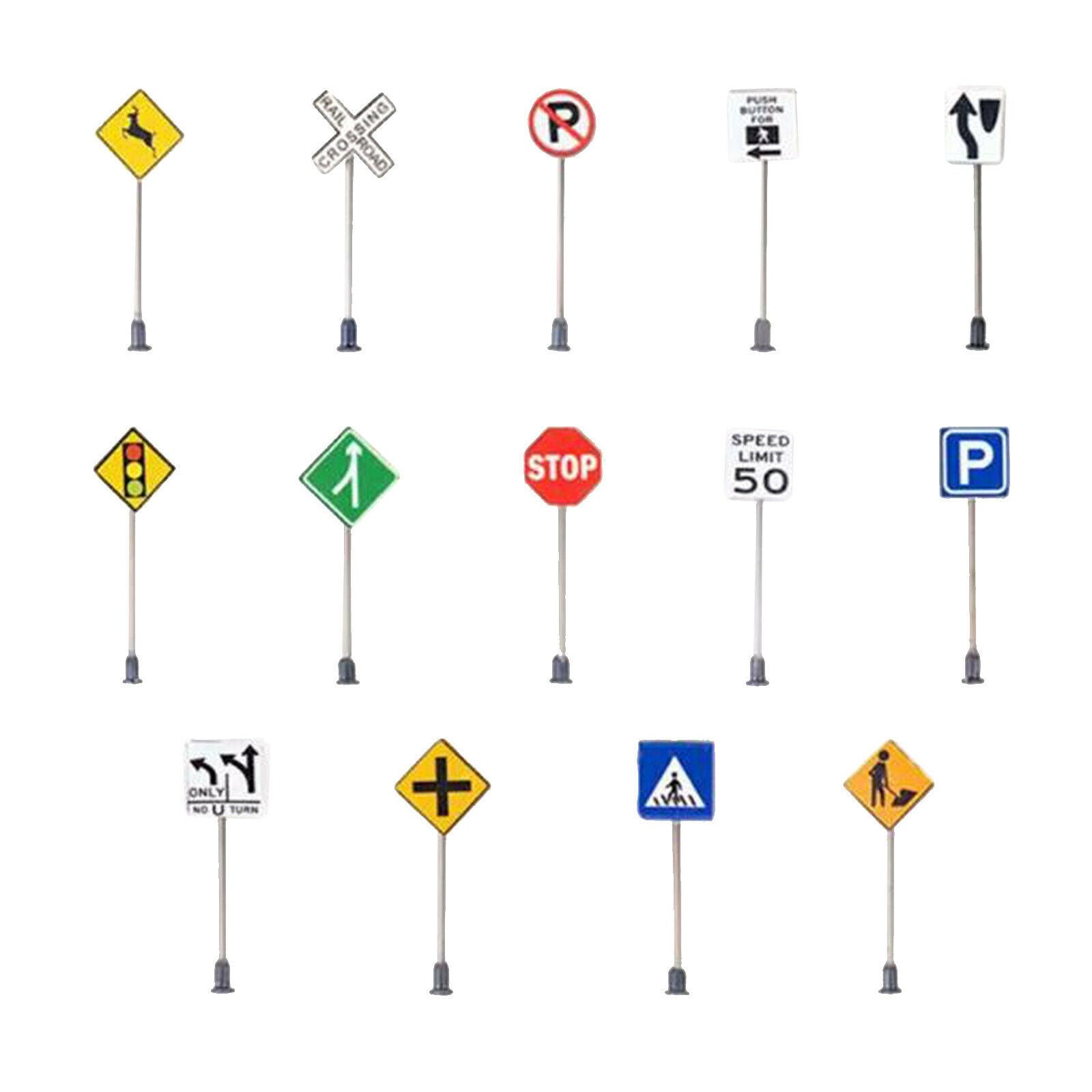 Set of 14 1/87 Scale Traffic Signage DIY Micro Landscape Highway Scene