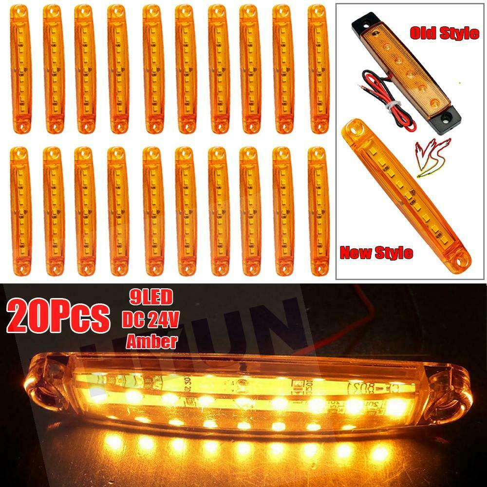20PCS Amber 9 SMD LED Side Marker Tail Light Clearance Lamp Truck Trailer 12V