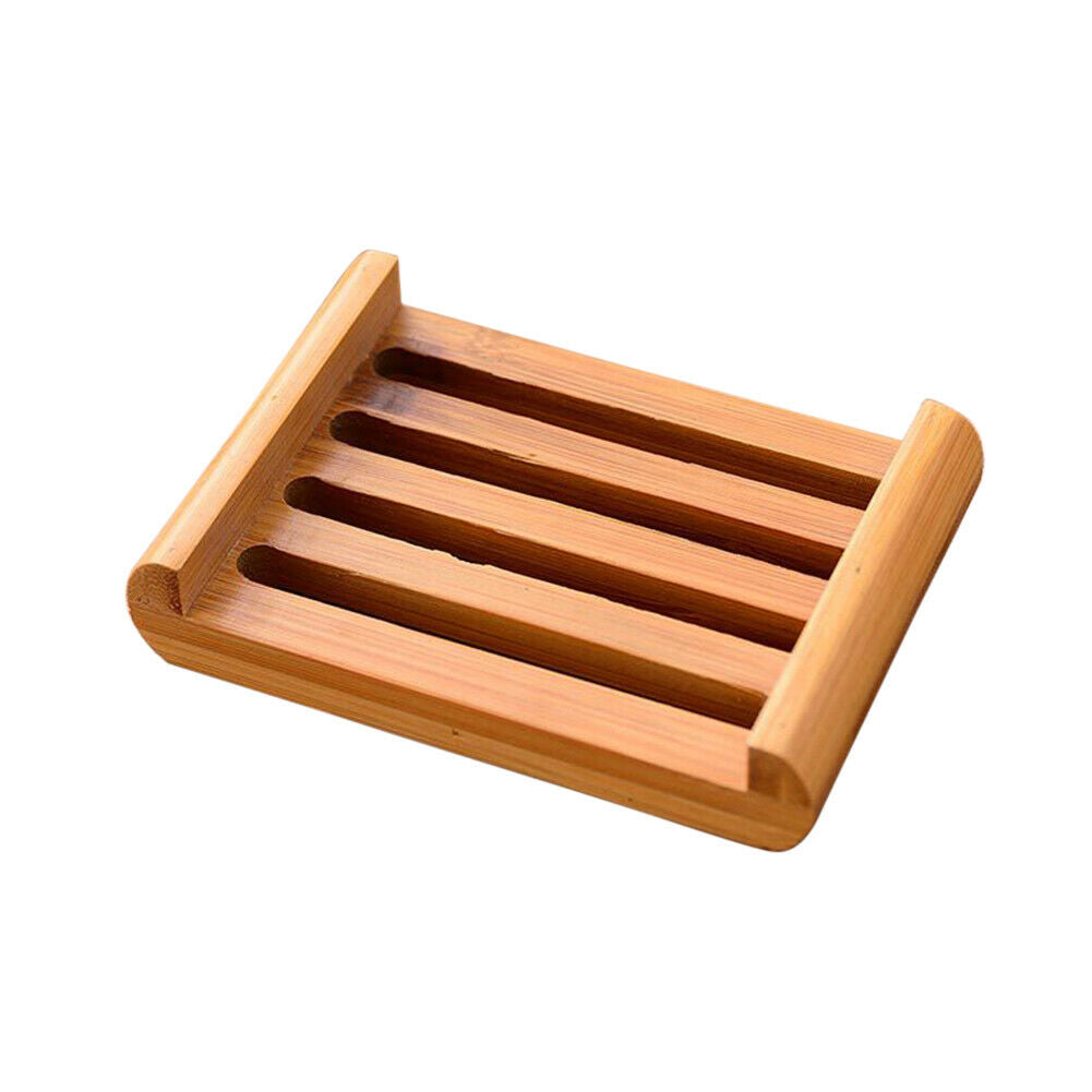 1x Soap Dish Rack Tray Hemu Wood Bamboo Groovy Soap Holder Plate Bath Kitchen