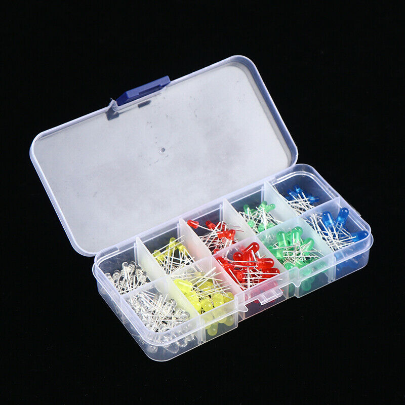 200pcs 3V 20mA Colorful Diodes 3mm LED Light Assorted Kit DIY LEDs Diode SetSJC