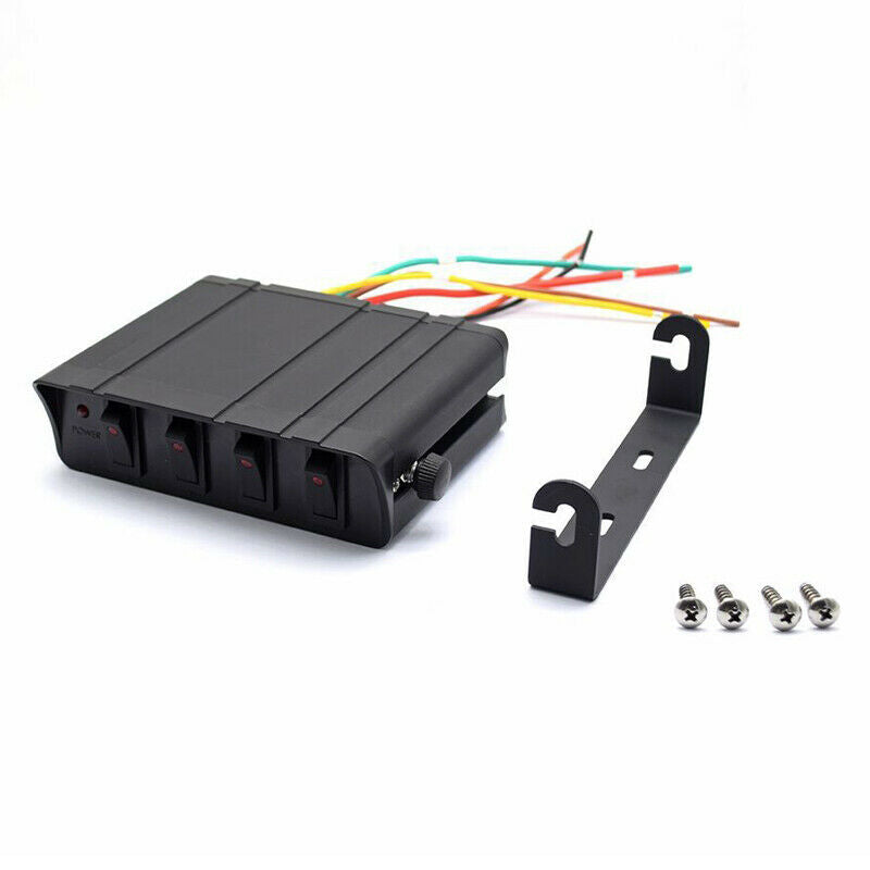 12V 4 Gang On/Off Rocker Switch Box Controller Emergency Strobe Light Car Yacht
