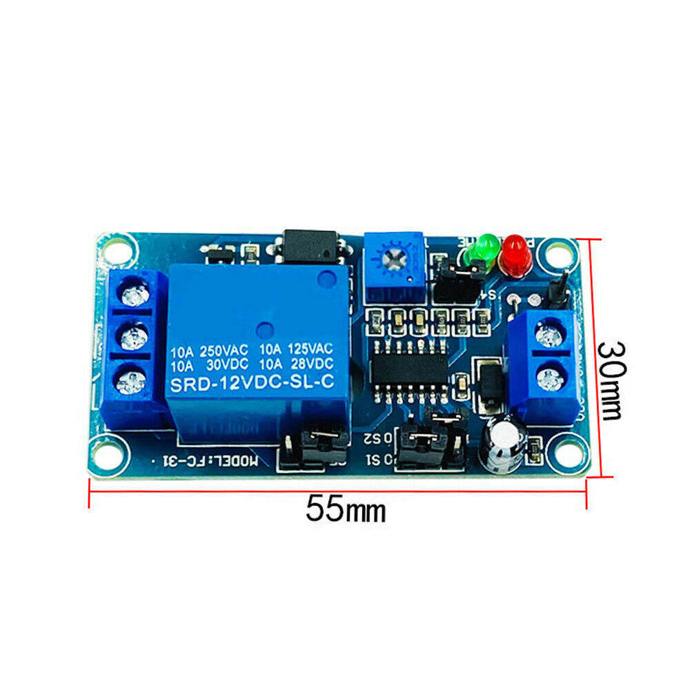 DC12V Normal Open Time Delay Relay Control Switch Adjustable Potentiometer LED