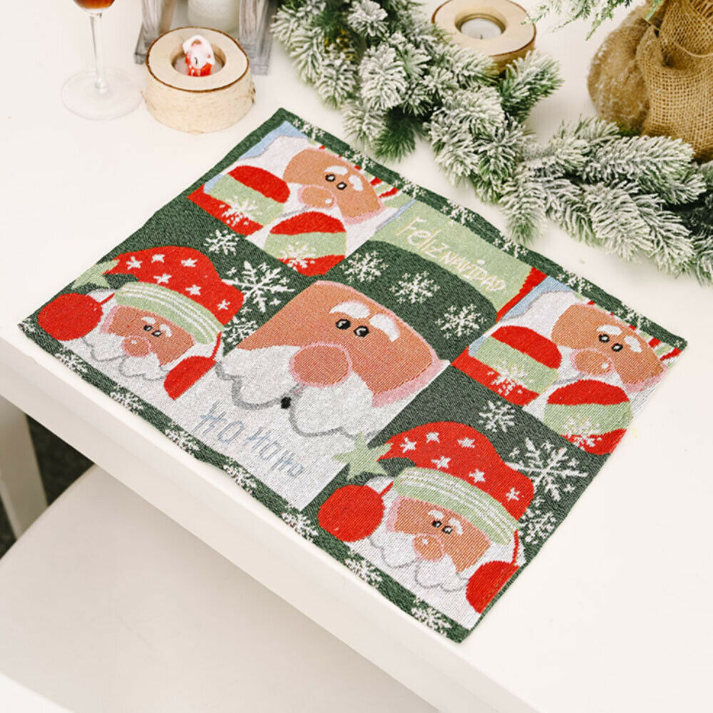 Christmas Knitted Tablecloth Santa Claus Small Tree Kitchen Placemats Decoration