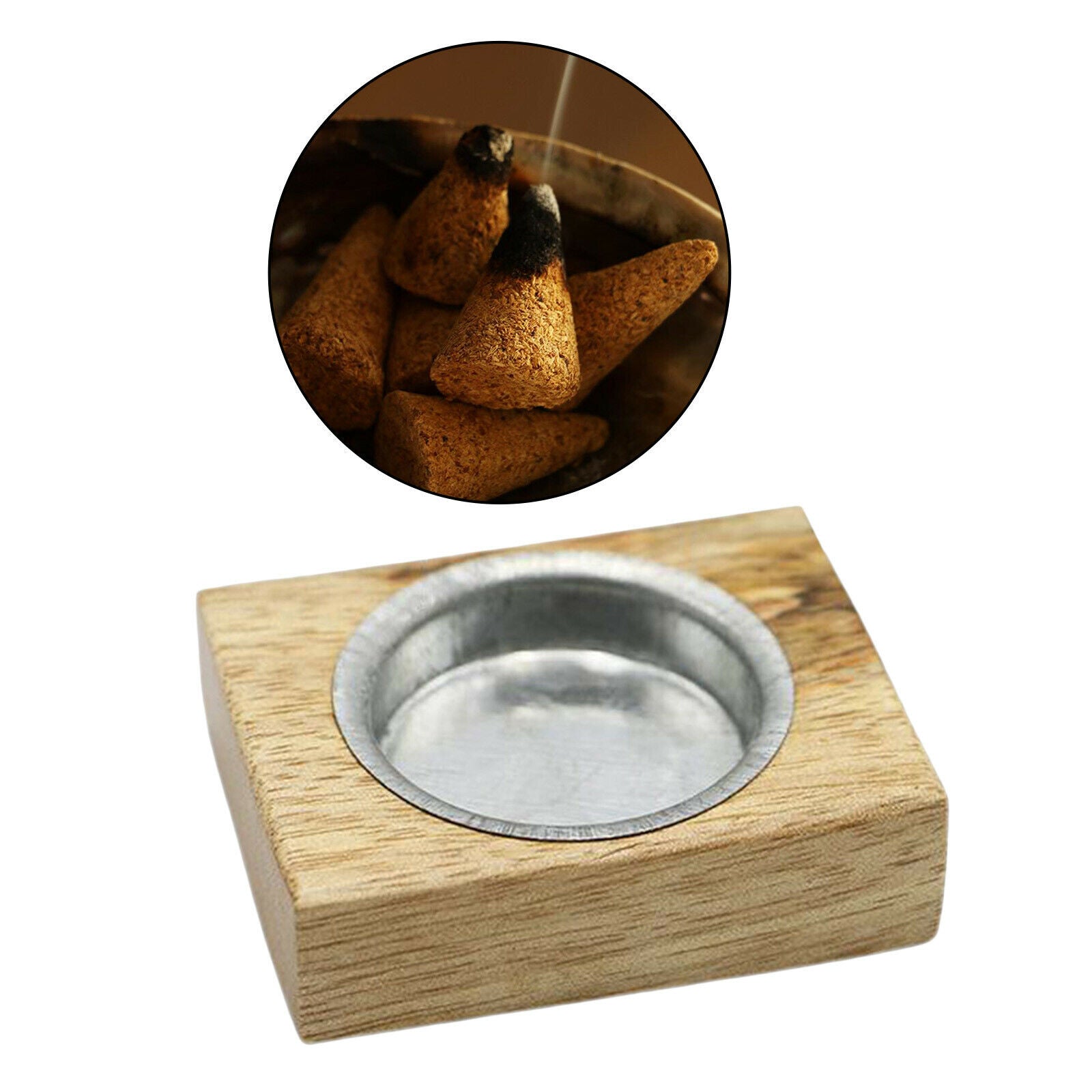 Wooden Ash Catcher for Cone Incense Burner Stick Candle Wax Holder Home Use