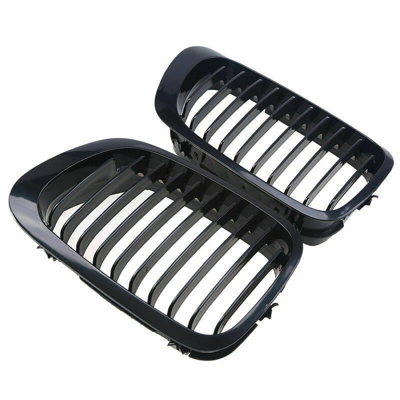 2x Front Kidney Grill Grille Gloss Black For BMW 3-Series E46 M3 Coupe 2000-2007