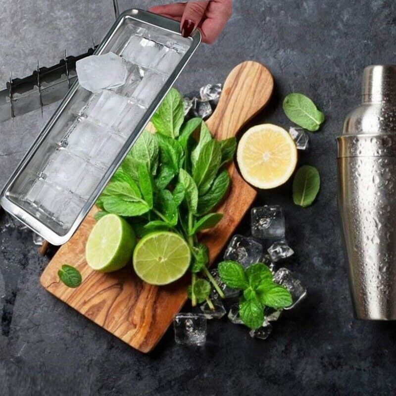 Lever-Style Ice Tray, 2 in 1 Stainless Steel Ice Making Mold and Ice Cracker XE2