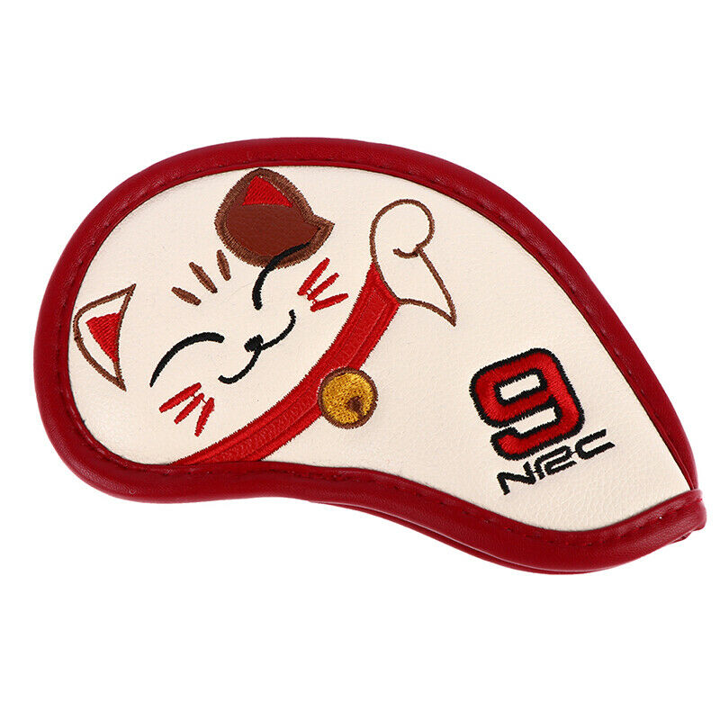 Lucky Cat Golf Iron Headcover Embroidery PU Cute Animal Golf Iron Club CoverBDA