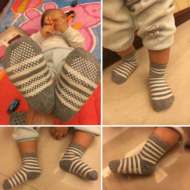 12 Pairs Baby Kids Toddler Socks Anti-slip Knit Ankle Cotton Grip Short Sock HN