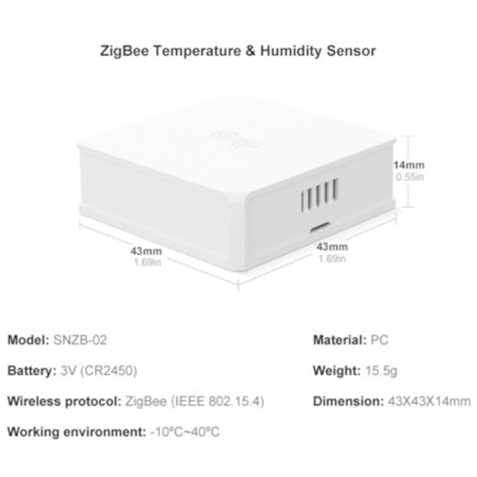 For SONOFF SNZB-02 Zigbee Temperature and Humidity Sensor Smart Remotel Monitor