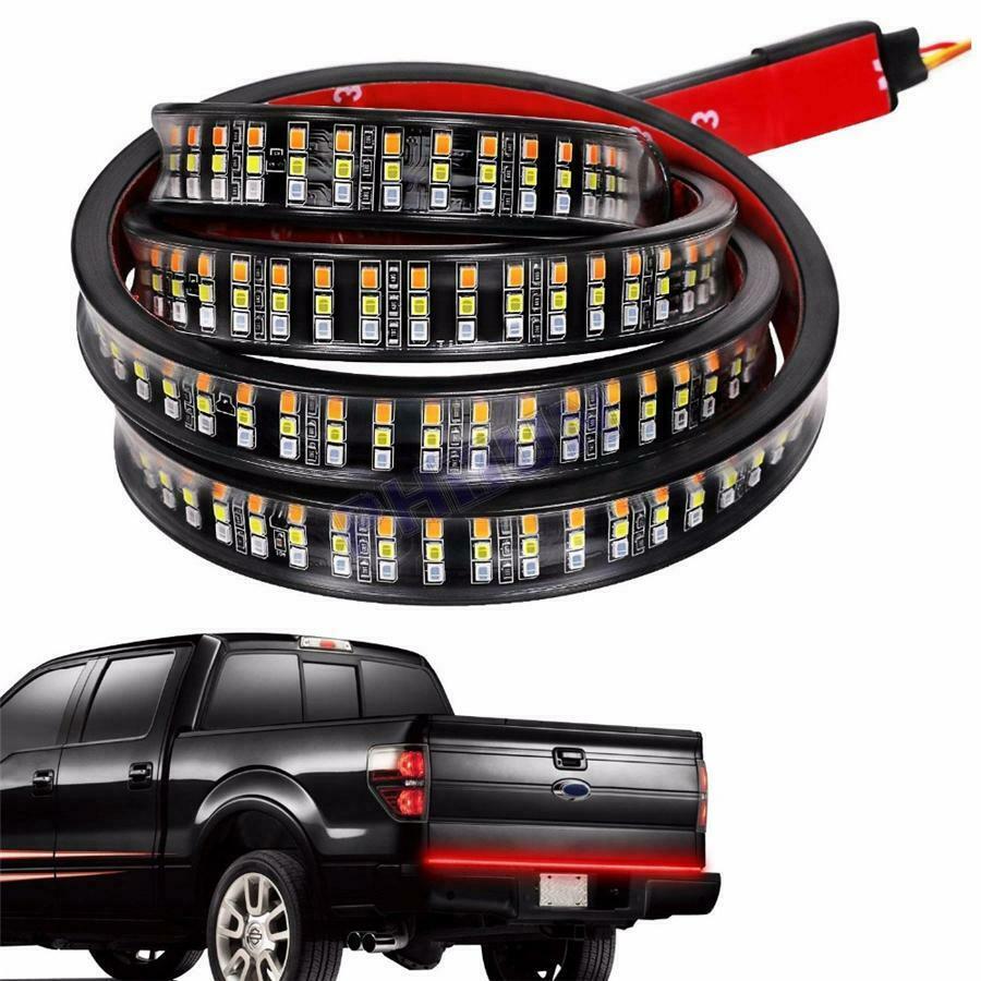48" Triple Row LED Tailgate Light Bar Flowing Turn Signal Brake For Truck Pickup