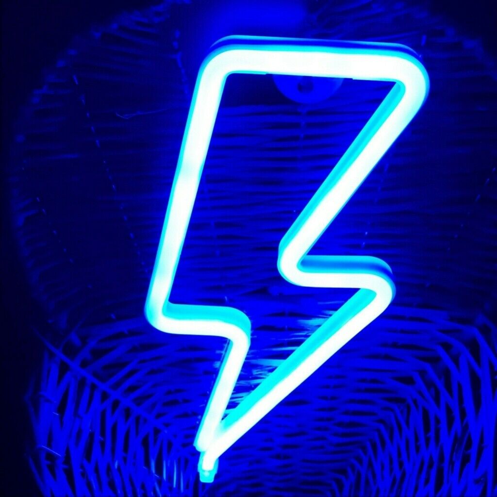 LED Blue Neon Light, Lightning Bolt Neon Sign Wall Light Home Party Decoration