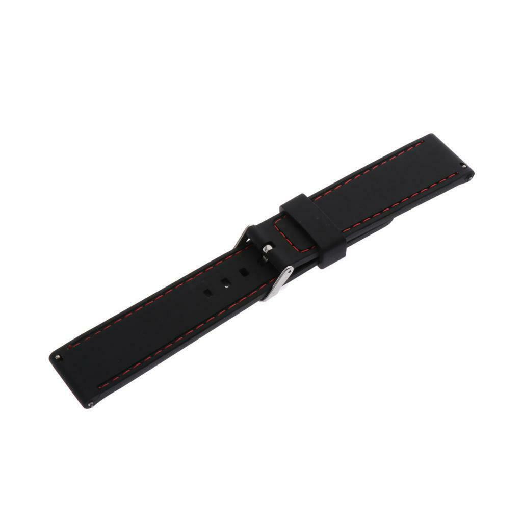Waterproof Silicone Watch Strap with Stainless Steel Pin Buckle Red Line