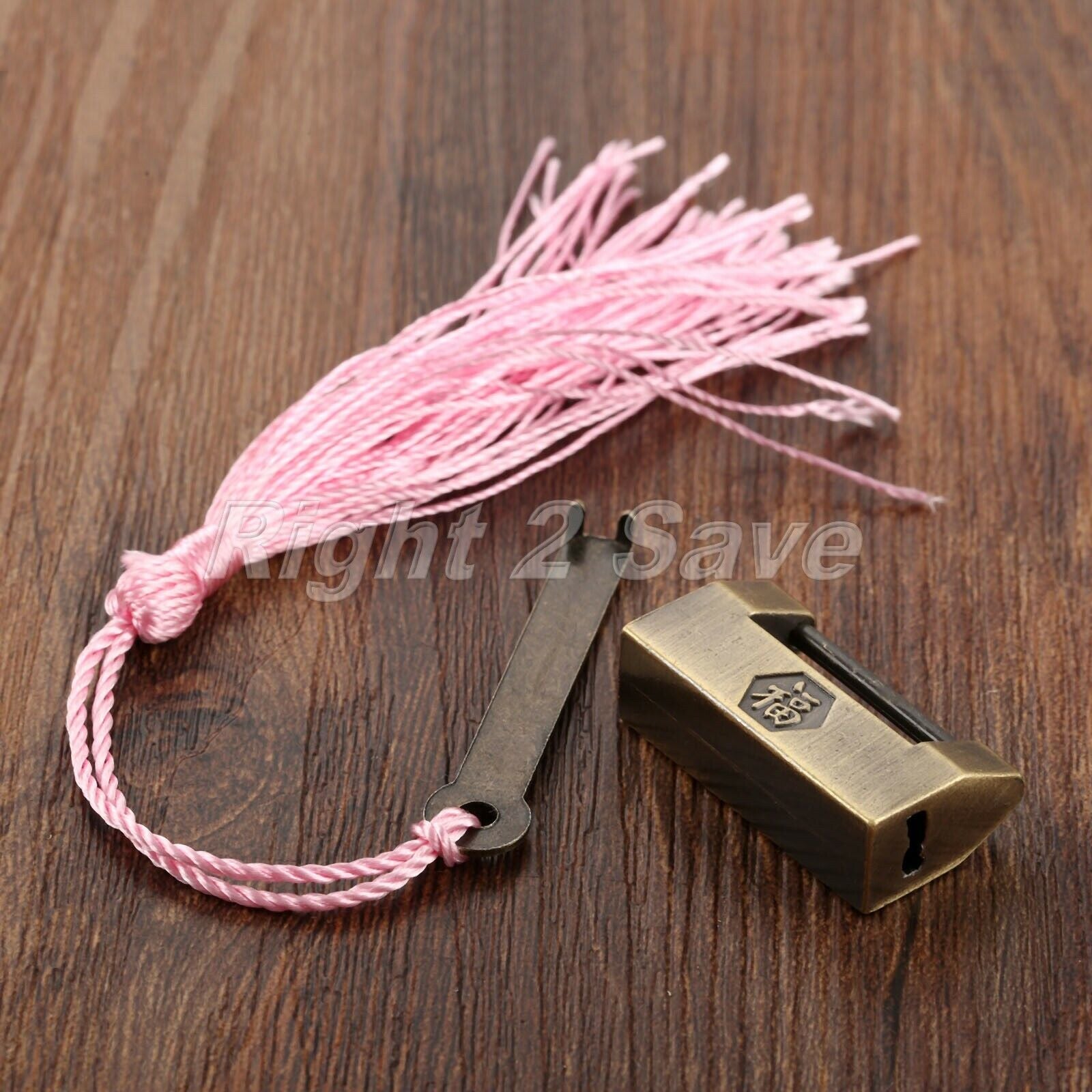Zinc Alloy Lock Retro Wood Gift Case Jewelry Box Suitcase Padlock Hardware & Key