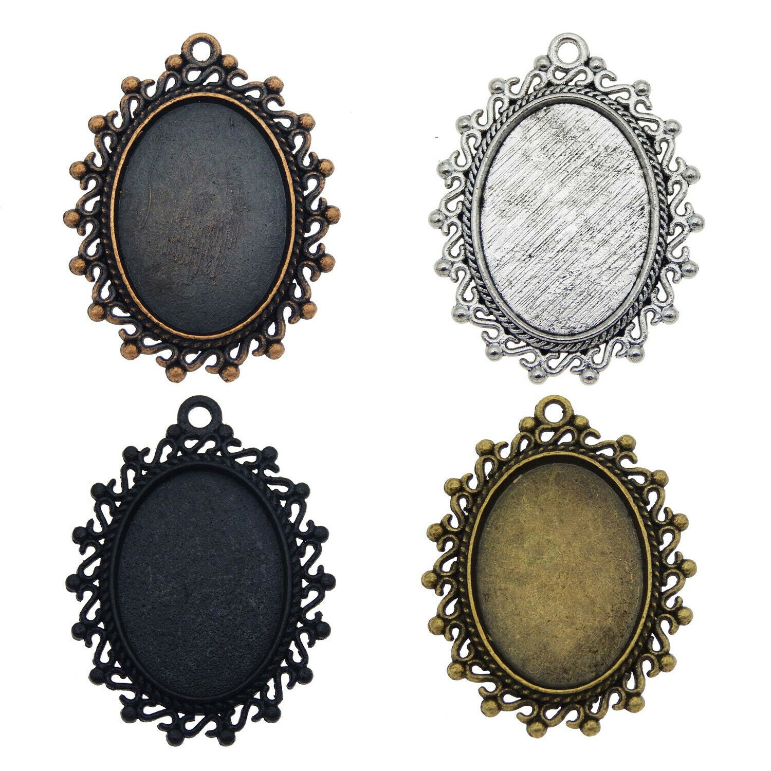 10 pcs Mixed Oval 25x18 mm Cameo Base Bezel Charm Necklace Pendant #53485