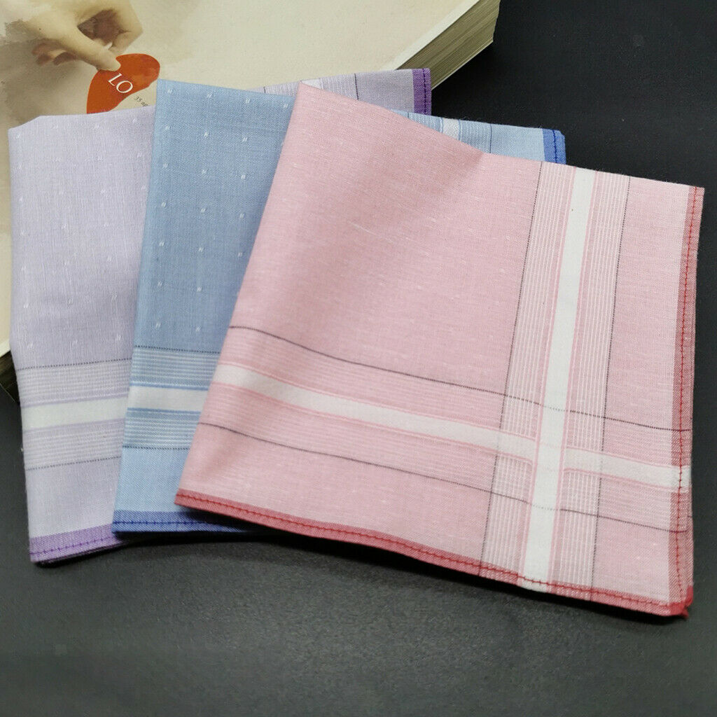 6pc Unisex Cotton Handkerchiefs Classic Plaids Pocket Hanky Washable Hankie
