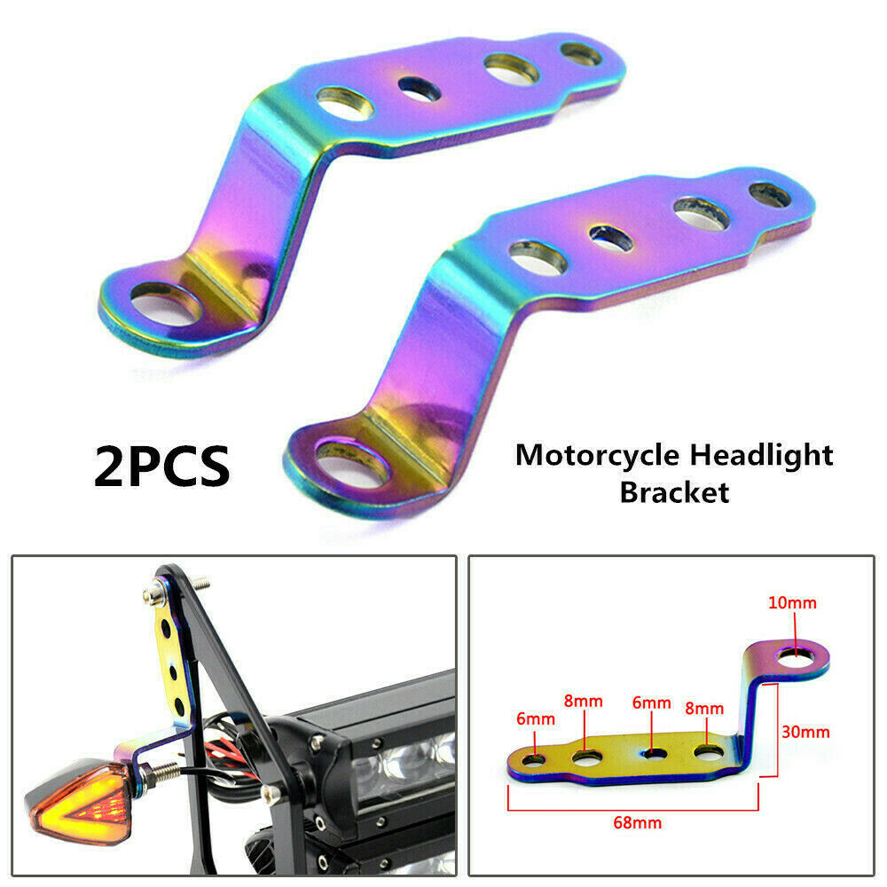 Motorcycle Headlight Roast Blue Rearview Mirror Spotlight StainlessSteel Bracket