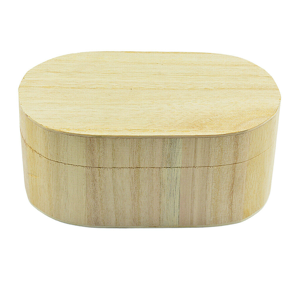Unfinished Wood Boxes with Lid Clasp for Trinkets, Oval Wooden Case Jewelry