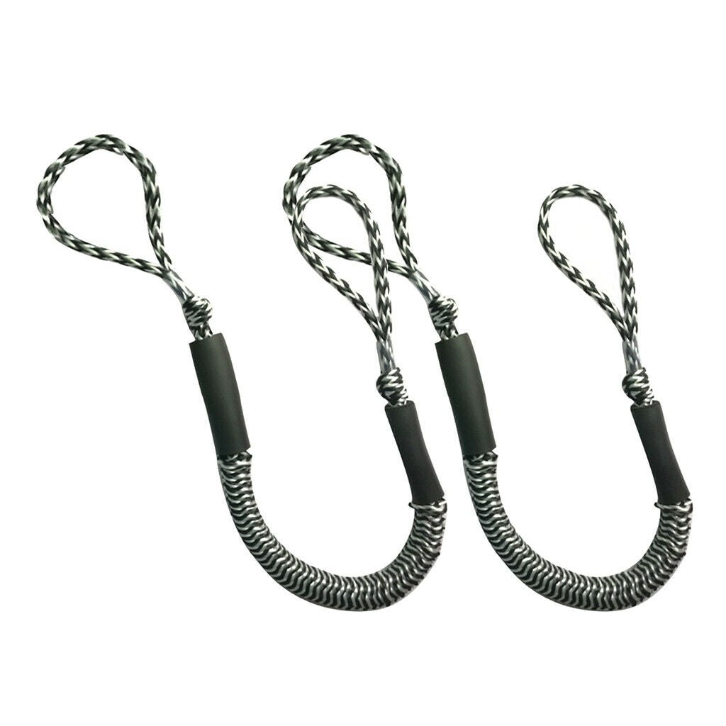 2x Bungee Dock Lines 4ft Stretches to 5.5ft for Boat Jet Ski Anchors Black 2