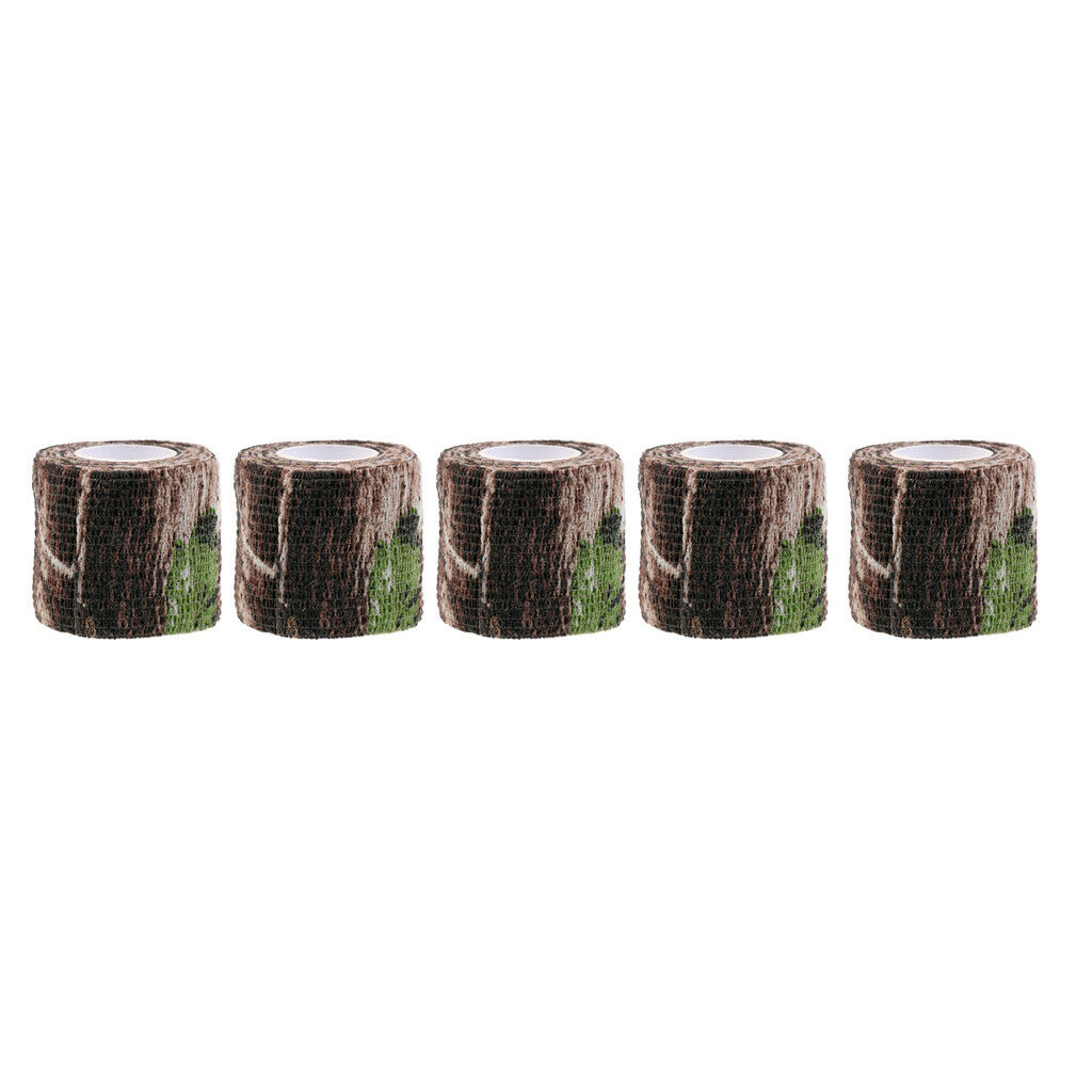 5 Pieces Outdoor Equipment Camouflage Tape Elastic Camo Tape 5cm 2.2m