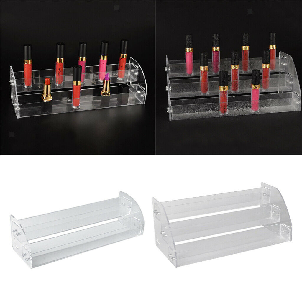 Acrylic Makeup Lipstick Display Stand Nail Polish Storage Rack 2 Layers