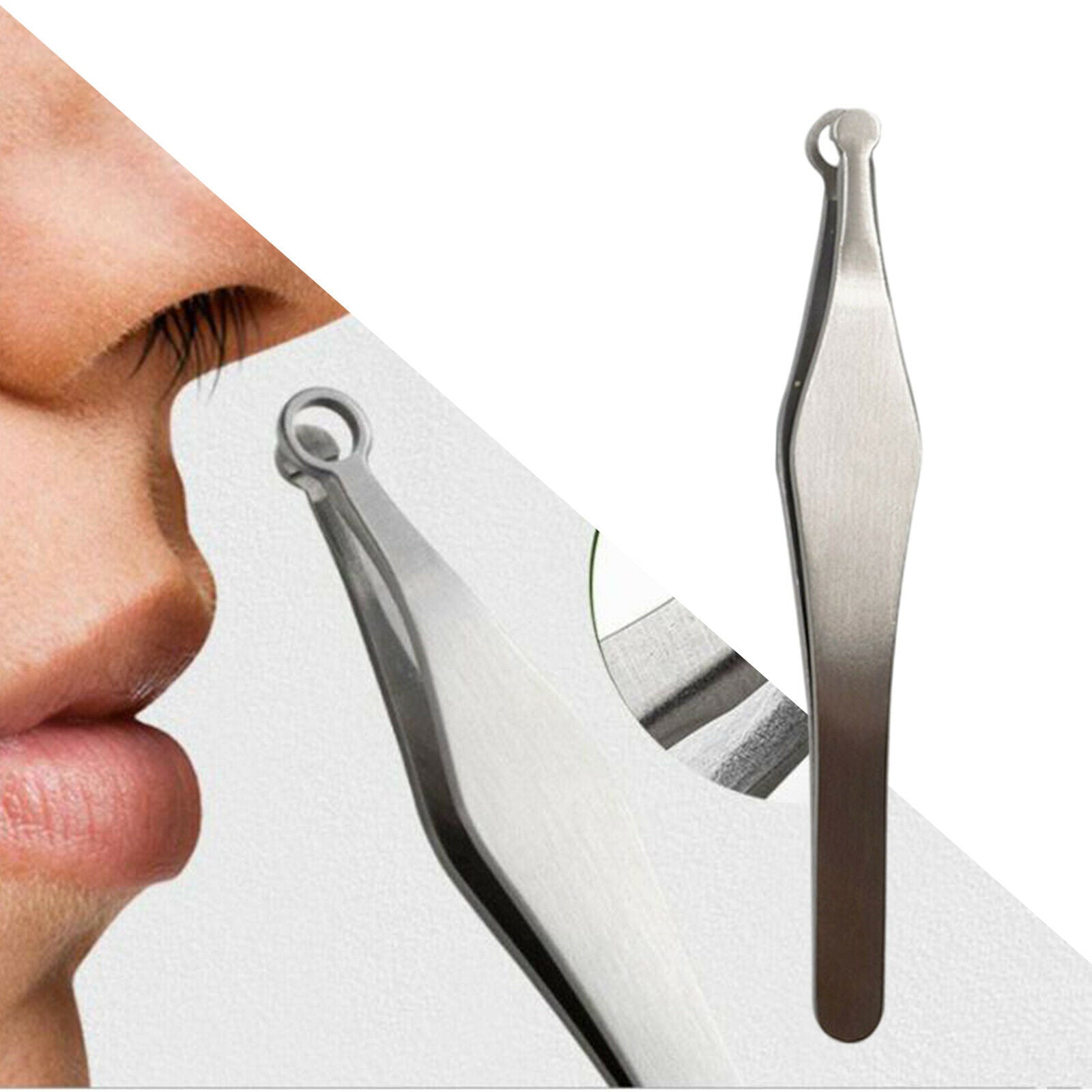 2Pcs Universal Nose Hair Trimming Tweezers Shaving Grooming Round-tipped Kit