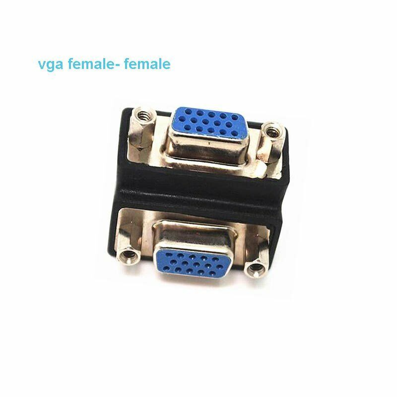 New 90 Degree Right Angle 15 Pin VGA SVGA Female To Female Converter Adapter tt